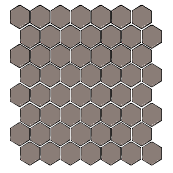 Winckelmans Hexagon 2,5 cm, vlak, gris (GRU), 3,8 mm dik, afname per doos van 1,066 m²