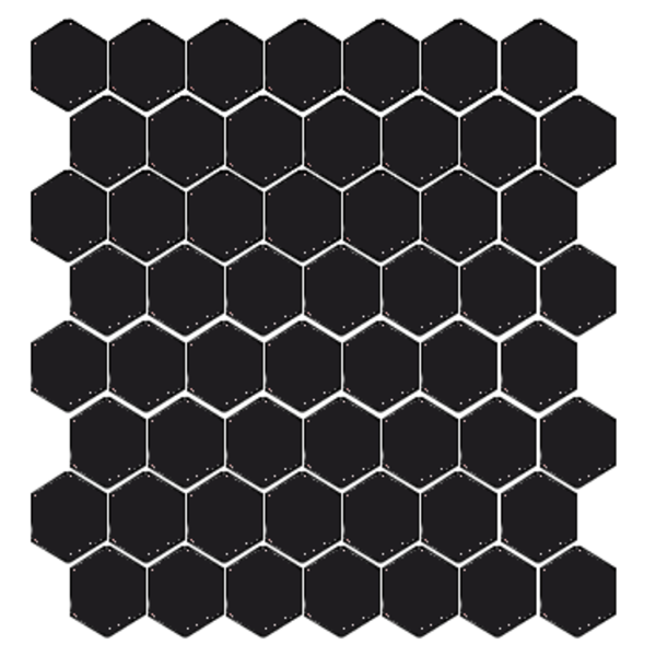 Winckelmans Hexagon 2,5 cm, vlak, noir (NOI), 3,8 mm dik, afname per doos van 1,066 m²