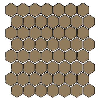 Winckelmans Hexagon 2,5 cm, vlak, cafe (CAF), 3,8 mm dik a 1,156 m²
