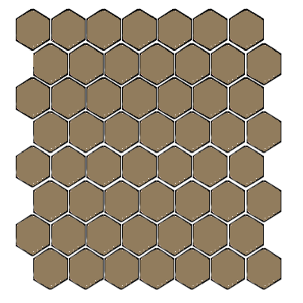 Winckelmans Hexagon 2,5 cm, vlak, cafe (CAF), 3,8 mm dik, afname per doos van 1,066 m²