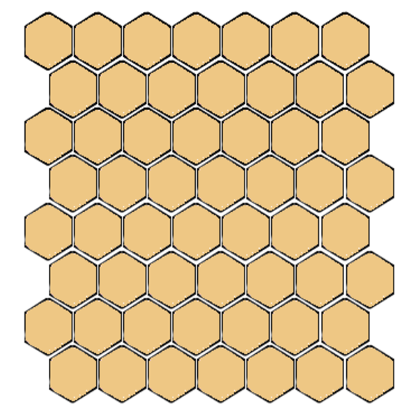 Winckelmans Hexagon 2,5 cm, vlak, cognac (COG), 3,8 mm dik, afname per doos van 1,066 m²