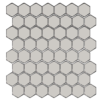 Winckelmans Hexagon 2,5 cm, vlak, gris perle (PER), 3,8 mm dik a 1,066 m²