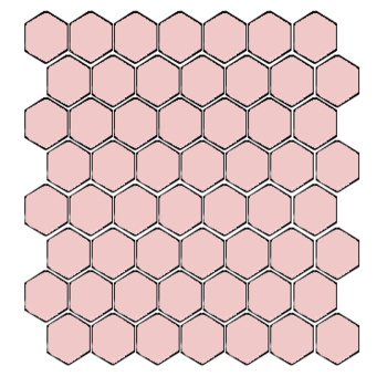 Winckelmans Hexagon 2,5 cm, vlak, rose (RSU), 3,8 mm dik a 1,066 m²