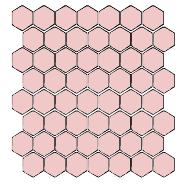 Winckelmans Hexagon 2,5 cm, vlak, rose (RSU), 3,8 mm dik, afname per doos van 1,156 m²