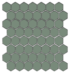Winckelmans Hexagon 2,5 cm, vlak, pale vert (VEP), 3,8 mm dik, afname per doos van 1,156 m²
