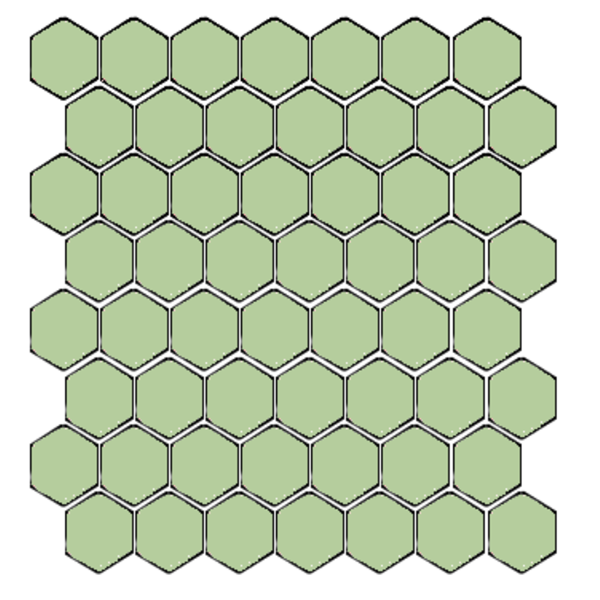 Winckelmans Hexagon 2,5 cm, vlak, pistache (PIS), 3,8 mm dik, afname per doos van 1,066 m²