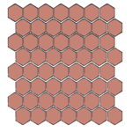 Winckelmans Hexagon 2,5 cm, vlak, vieux rose (RSV), 3,8 mm dik, afname per doos van 1,066 m²