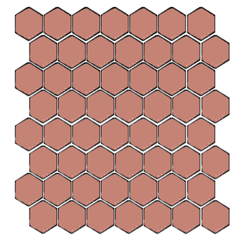 Winckelmans Hexagon 2,5 cm, vlak, vieux rose (RSV), 3,8 mm dik a 1,066 m²
