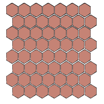 Winckelmans Hexagon 2,5 cm, vlak, vieux rose (RSV), 3,8 mm dik a 1,156 m²