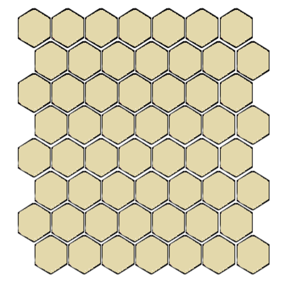 Winckelmans Hexagon 2,5 cm, vlak, vanille (VAN), 3,8 mm dik, afname per doos van 1,066 m²