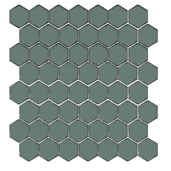 Winckelmans Hexagon 2,5 cm, vlak, vert (VEU), 3,8 mm dik, afname per doos van 1,066 m²