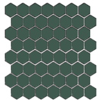 Winckelmans Hexagon 2,5 cm, vlak, vert fonce (VEF), 3,8 mm dik, afname per doos van 1,066 m²