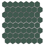 Winckelmans Hexagon 2,5 cm, vlak, vert fonce (VEF), 3,8 mm dik, afname per doos van 1,156 m²
