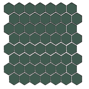 Winckelmans Hexagon 2,5 cm, vlak, vert fonce (VEF), 3,8 mm dik a 1,156 m²