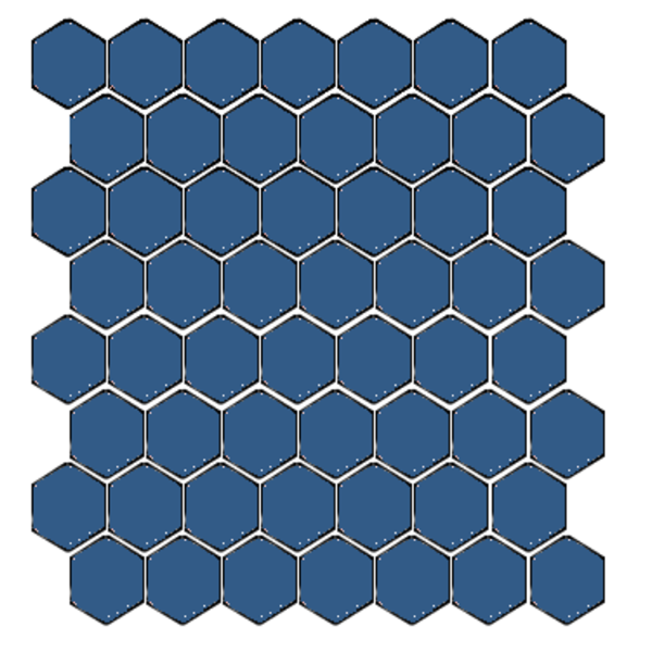 Winckelmans Hexagon 2,5 cm, vlak, bleu nuit (BEN), 3,8 mm dik, afname per doos van 1,156 m²