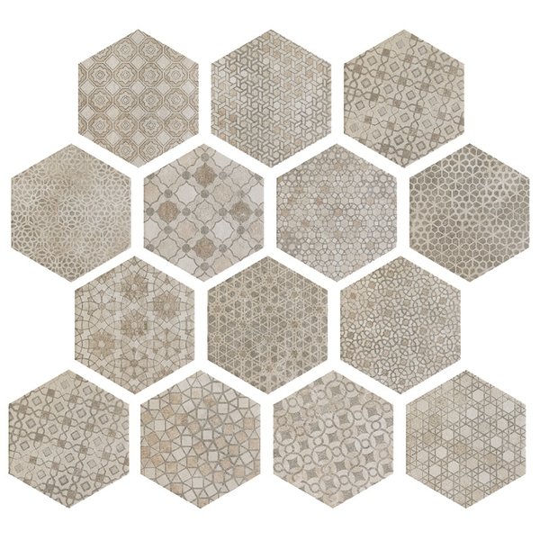 IMSO Bibulca Taupe Orient hexagon decor 17,5x20, afname per doos van 0,71 m²
