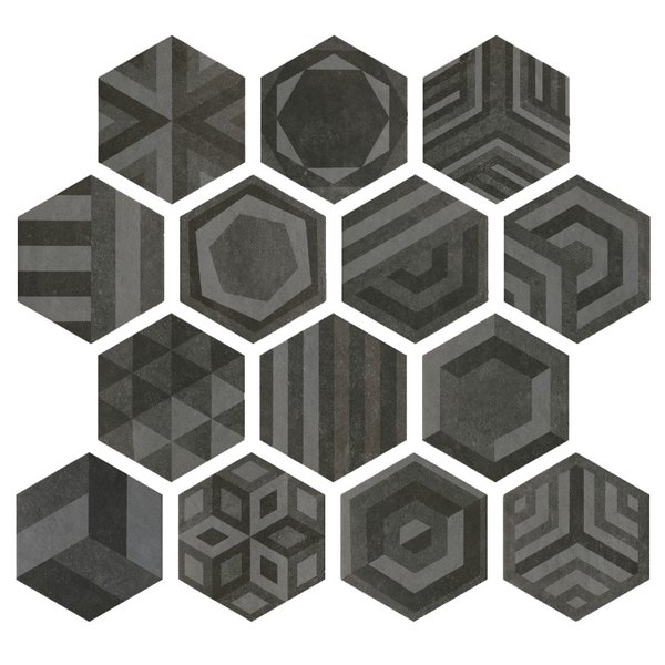IMSO Bibulca Black Frame hexagon decor 17,5x20, afname per doos van 0,71 m²