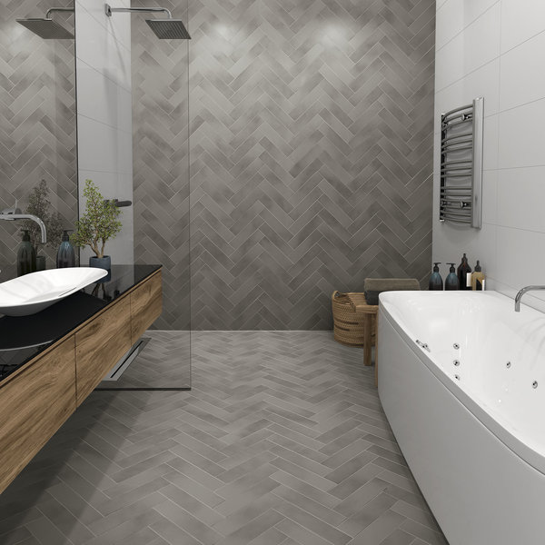 Azulejos Detroit Dark grey 7,2x29,5 cm, afname per doos van 0,49 m²