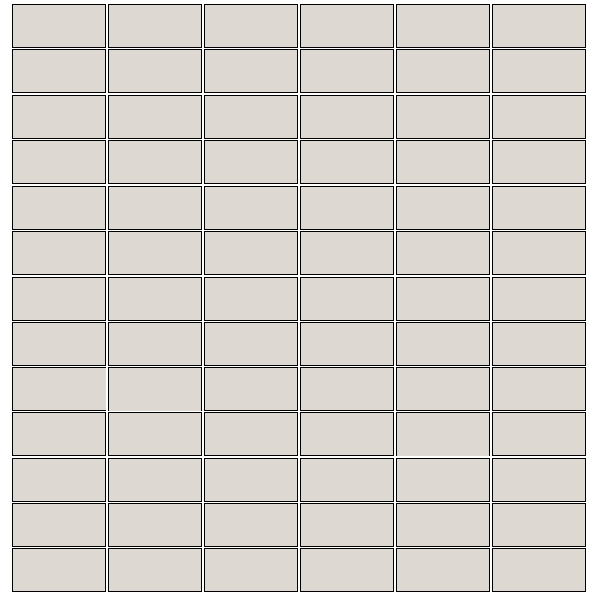 Winckelmans Mozaïek 2,35x5 cm, kruisvoeg, vlak, blanc (BAU), 5 mm dik, afname per doos van 1,01 m²