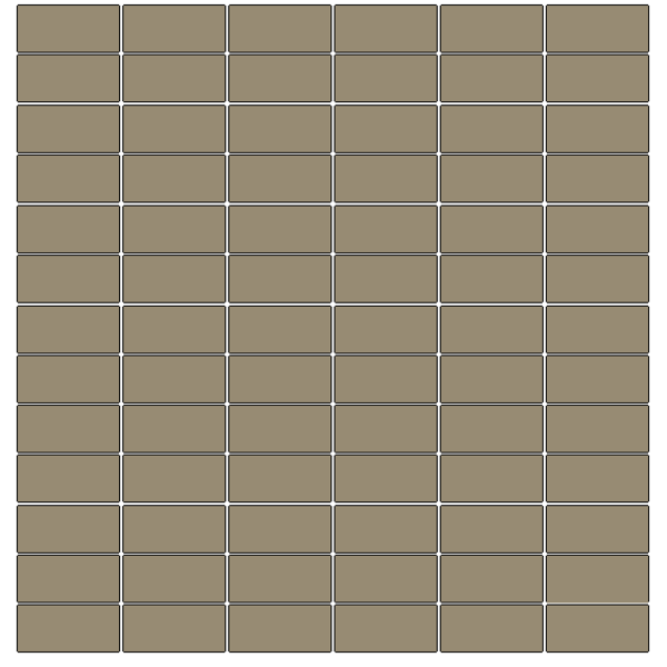 Winckelmans Mozaïek 2,35x5 cm, kruisvoeg, vlak, taupe (TAU), 5 mm dik, afname per doos van 1,01 m²