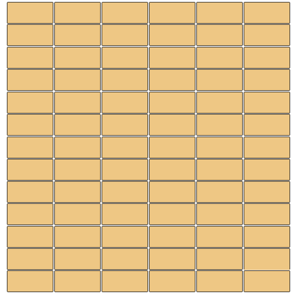 Winckelmans Mozaïek 2,35x5 cm, kruisvoeg, vlak, cognac (COG), 5 mm dik, afname per doos van 1,01 m²