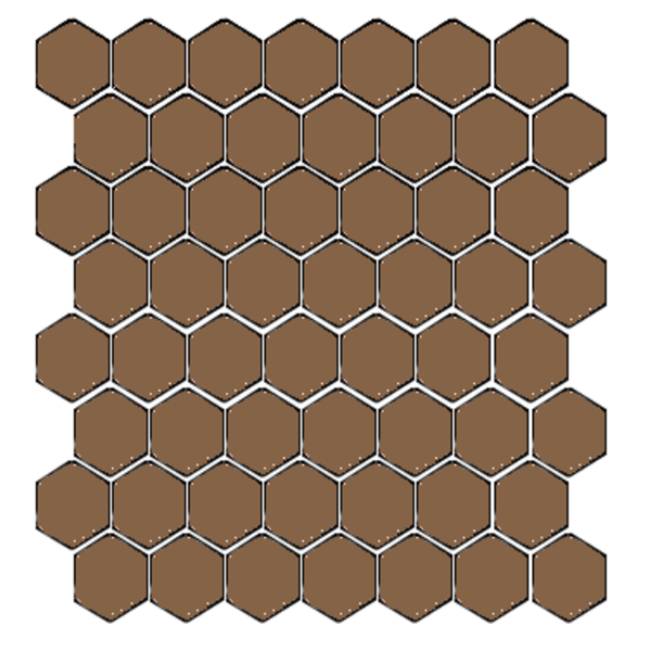 Winckelmans Hexagon 2,5 cm, vlak, havana (HAV), 3,8 mm dik, afname per doos van 1,066 m²