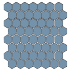 Winckelmans Hexagon 2,5 cm, vlak, blue (BEU), 3,8 mm dik, afname per doos van 1,066 m²
