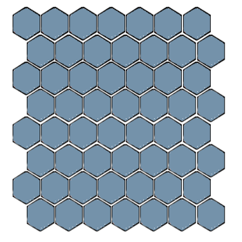 Winckelmans Hexagon 2,5 cm, vlak, blue (BEU), 3,8 mm dik a 1,066 m²