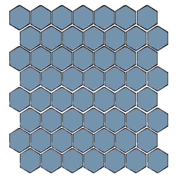 Winckelmans Hexagon 2,5 cm, vlak, blue (BEU), 3,8 mm dik, afname per doos van 1,066 m²