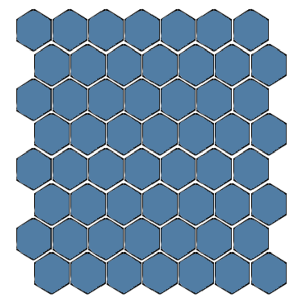 Winckelmans Hexagon 2,5 cm, vlak, bleu fonce (BEF), 3,8 mm dik, afname per doos van 1,066 m²