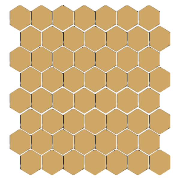 Winckelmans Hexagon 2,5 cm, vlak, jaune (JAU), 3,8 mm dik, afname per doos van 1,066 m²