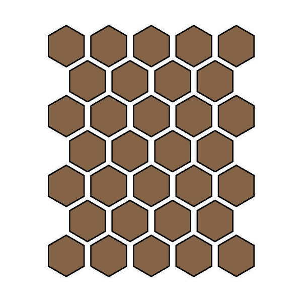 Winckelmans Hexagon 5 cm, vlak, havana (HAV), 5 mm dik, afname per doos van 0,83 m²