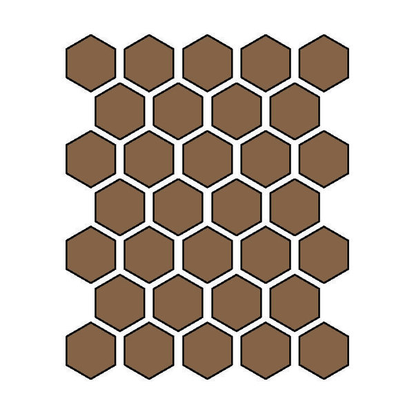 Winckelmans Hexagon 5 cm, vlak, havana (HAV), 5 mm dik, afname per doos van 0,83 m²