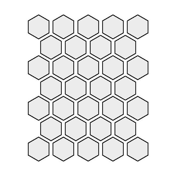 Winckelmans Hexagon 5 cm, vlak, super blanc (BAS), 5 mm dik, afname per doos van 0,83 m²