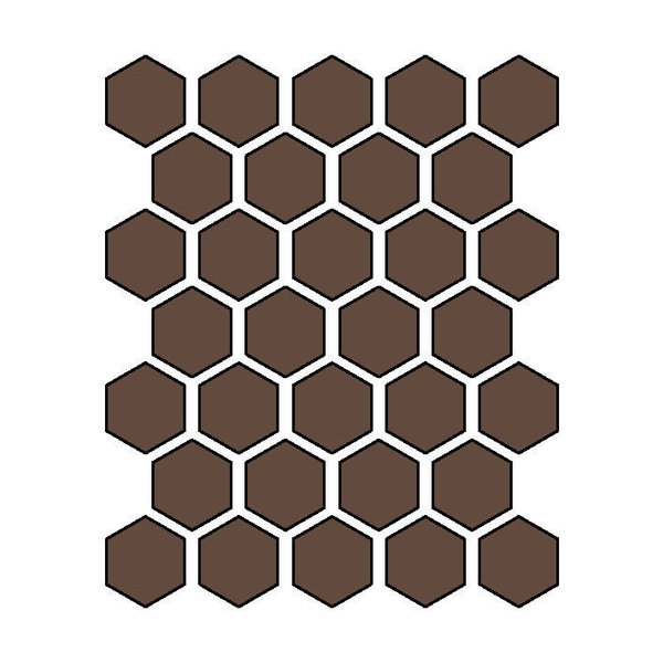 Winckelmans Hexagon 5 cm, vlak, brun (CHO), 5 mm dik, afname per doos van 0,83 m²