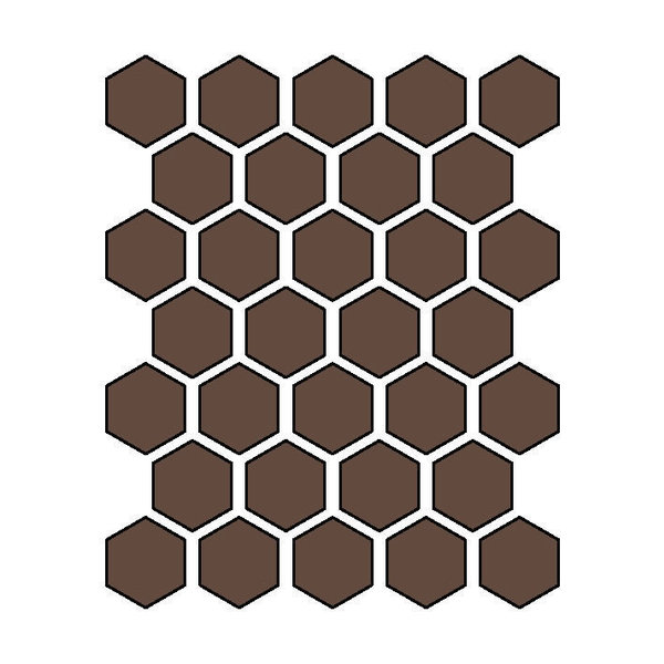Winckelmans Hexagon 5 cm, vlak, brun (CHO), 5 mm dik, afname per doos van 0,83 m²
