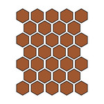 Winckelmans Hexagon 5 cm, vlak, caramel (CAR), 5 mm dik, afname per doos van 0,83 m²