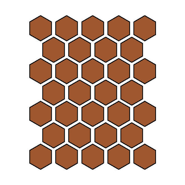 Winckelmans Hexagon 5 cm, vlak, caramel (CAR), 5 mm dik, afname per doos van 0,83 m²