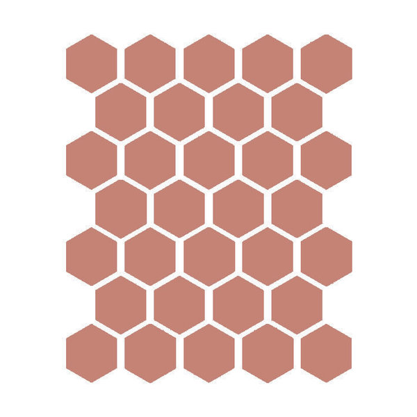 Winckelmans Hexagon 5 cm, vlak, vieux rose (RSV), 5 mm dik, afname per doos van 0,83 m²