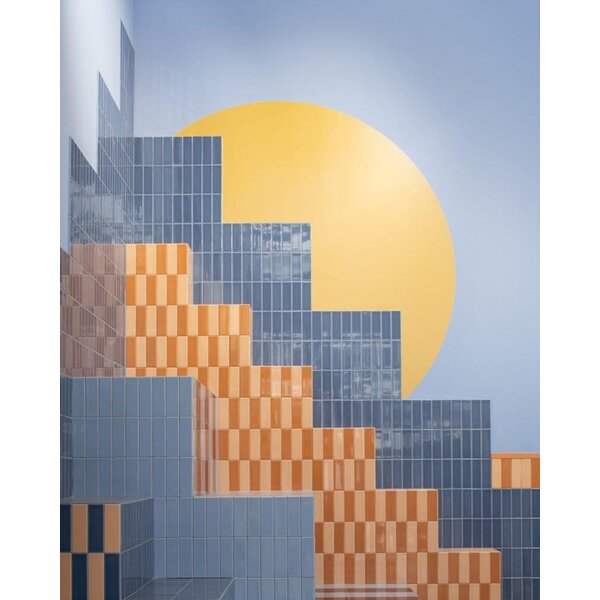 Quintessenza Färgblock Arancio Lucido 5x15, afname per doos van 0,6 m²