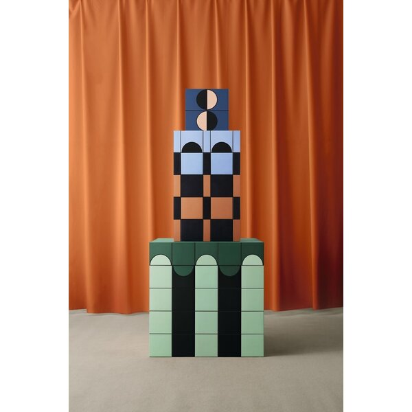 Quintessenza Färgblock Decoro Cirkel-In Oceano Matt 6,5x13,5 set van 12