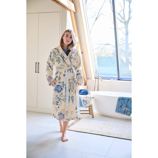 Pip Studio Secret Garden badjas wit/blauw