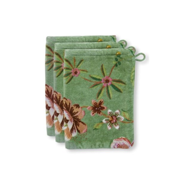 Pip Studio Secret Garden washandje 16x22 cm  set van 3