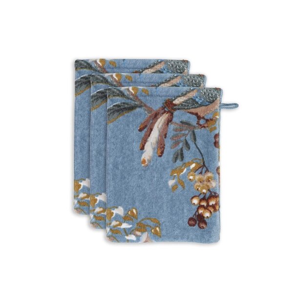 Pip Studio Secret Garden washandje 16x22 cm  set van 3