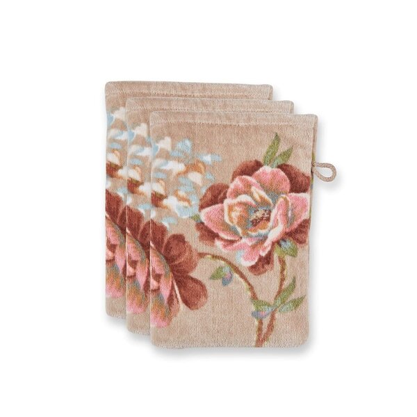 Pip Studio Secret Garden washandje 16x22 cm  set van 3