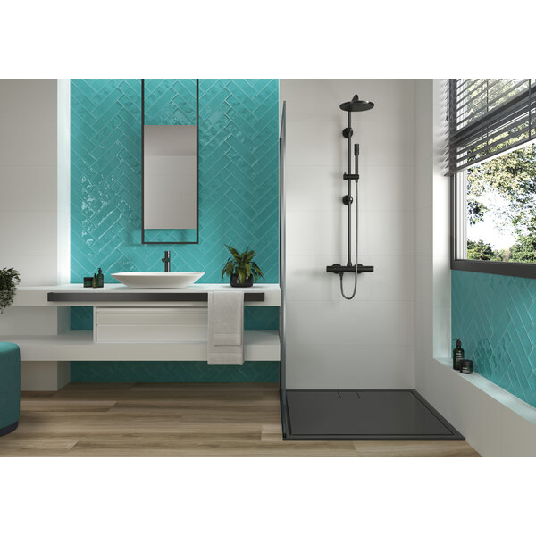 Maiolica Aquamarine gloss 7,5x30, afname per doos van 0,59 m²