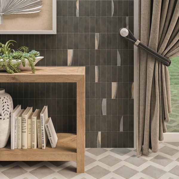 Pottery Cosmic Graphite 5x15, afname per doos van 0,469 m²