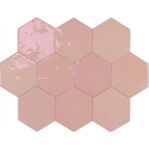 Zellige Hexa Pink 10,8x12,4, afname per doos van 0,382 m²