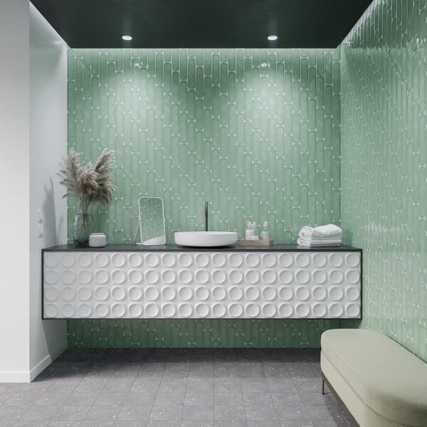 Grace Oval Sage Gloss 7,5x30, afname per doos van 0,444 m²