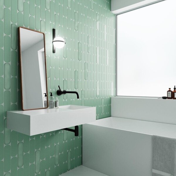 Grace Oval Sage Gloss 7,5x30, afname per doos van 0,444 m²